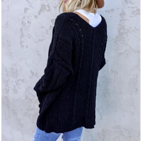 Black chunky cable knit cardigan - Picture 3 of 6